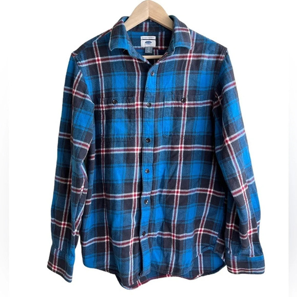Old Navy • Regular Fit Long Sleeve Heavy Blue Tooth Flannel - Picture 1 of 8